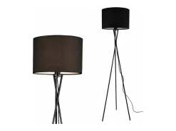 Helloshop26 Lámpara De Pie-Lámpara de pie moderna con trípode lámpara de pie de diseño casquillo E27 metal y tela 154 cm de alto color 03_0005255 Negro