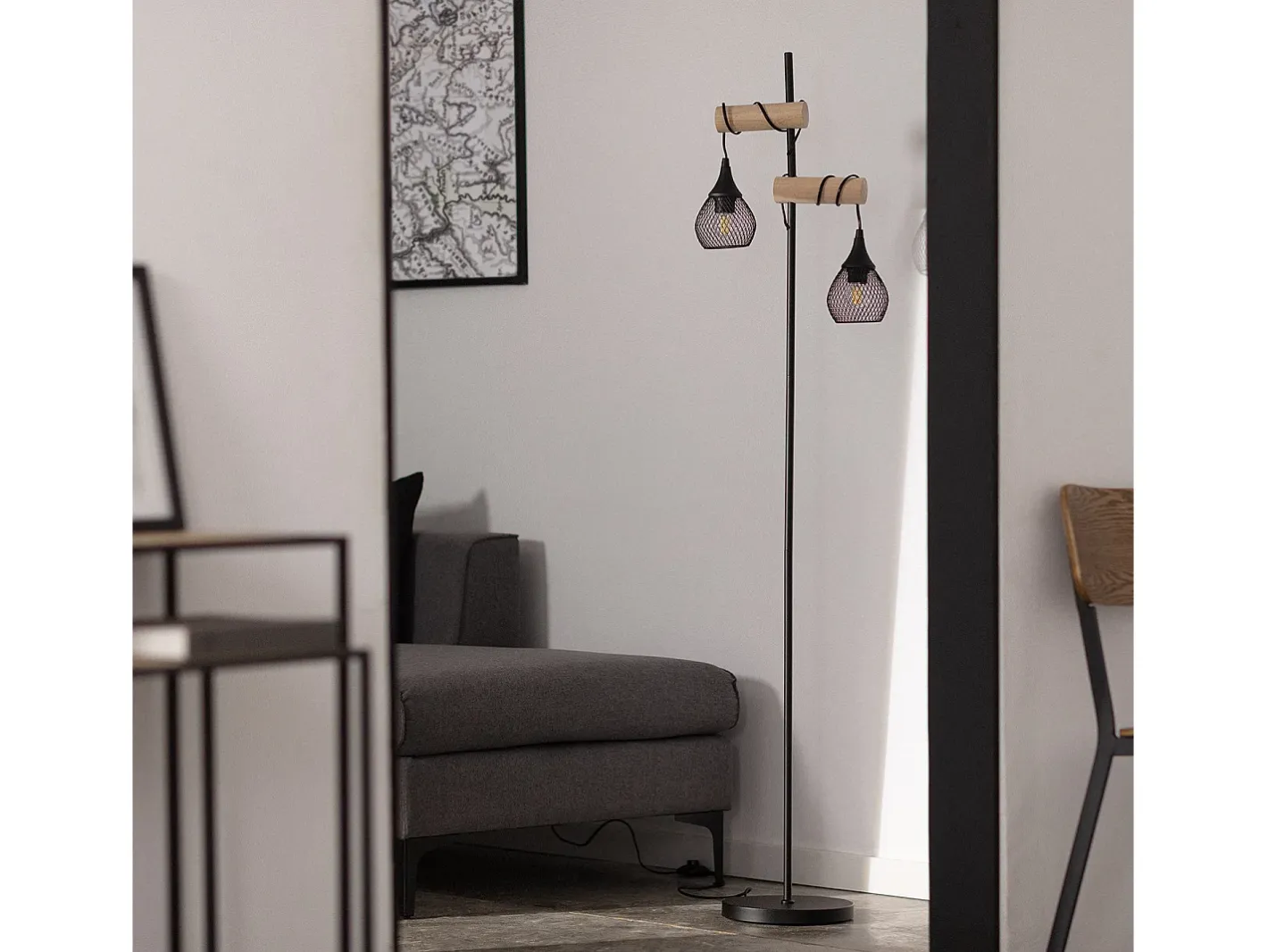 Ledkia Lámpara De Pie-Lámpara de Pie Monah WiFi con Regulador Negro Multicolor