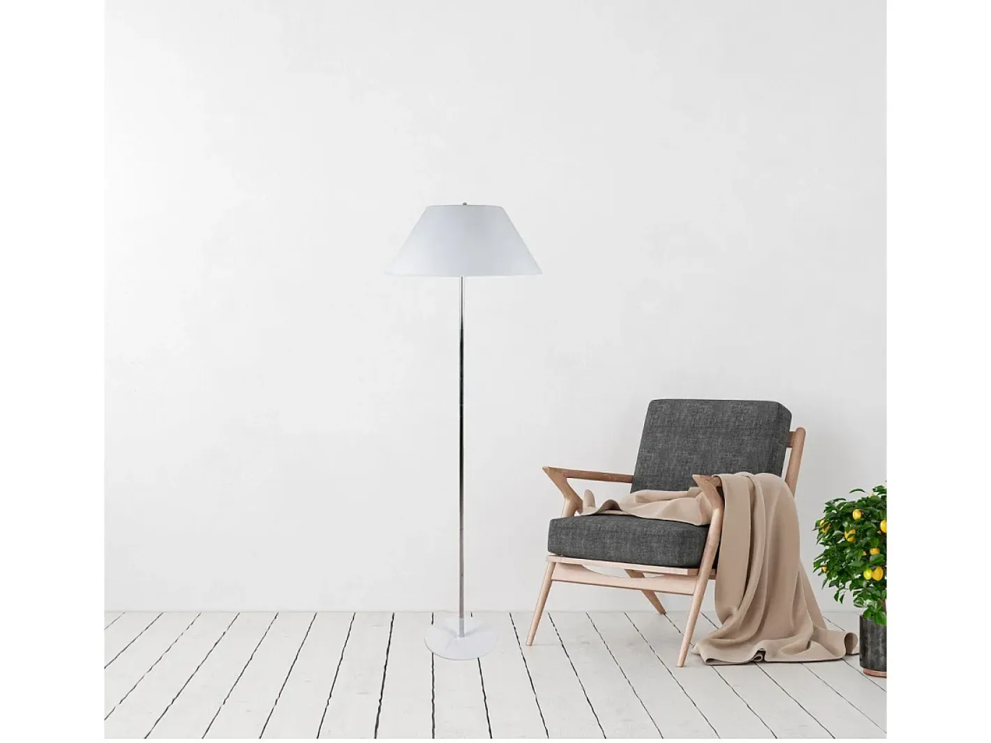 Sale Lámpara de pie Natália Lumit 40W /cromo Ø50x157 cm Blanco