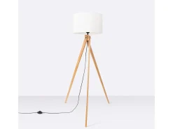 Sollux Lighting Lámpara de pie Natt moderno de tela/PVC/madera - 1 fuentes luminosas - L.77 x A.140 cm - madera blanca/natural Blanco Clearance