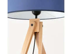 Sollux Lighting Lámpara De Pie-Lámpara de pie Natt moderno de tela/PVC/madera - 1 fuentes luminosas - L.77 x A.140 cm - marino/madera natural Azul