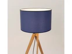 Sollux Lighting Lámpara De Pie-Lámpara de pie Natt moderno de tela/PVC/madera - 1 fuentes luminosas - L.77 x A.140 cm - marino/madera natural Azul