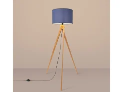 Sollux Lighting Lámpara De Pie-Lámpara de pie Natt moderno de tela/PVC/madera - 1 fuentes luminosas - L.77 x A.140 cm - marino/madera natural Azul