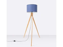 Sollux Lighting Lámpara De Pie-Lámpara de pie Natt moderno de tela/PVC/madera - 1 fuentes luminosas - L.77 x A.140 cm - marino/madera natural Azul