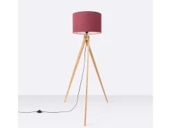 Sollux Lighting Lámpara de pie Natt moderno de tela/PVC/madera - 1 fuentes luminosas - L.77 x A.140 cm - burdeos/madera natural Rojo Online