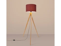 Sollux Lighting Lámpara de pie Natt moderno de tela/PVC/madera - 1 fuentes luminosas - L.77 x A.140 cm - burdeos/madera natural Rojo Online