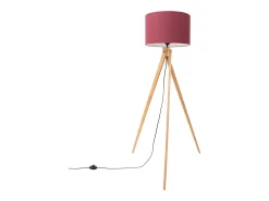 Sollux Lighting Lámpara de pie Natt moderno de tela/PVC/madera - 1 fuentes luminosas - L.77 x A.140 cm - burdeos/madera natural Rojo Online