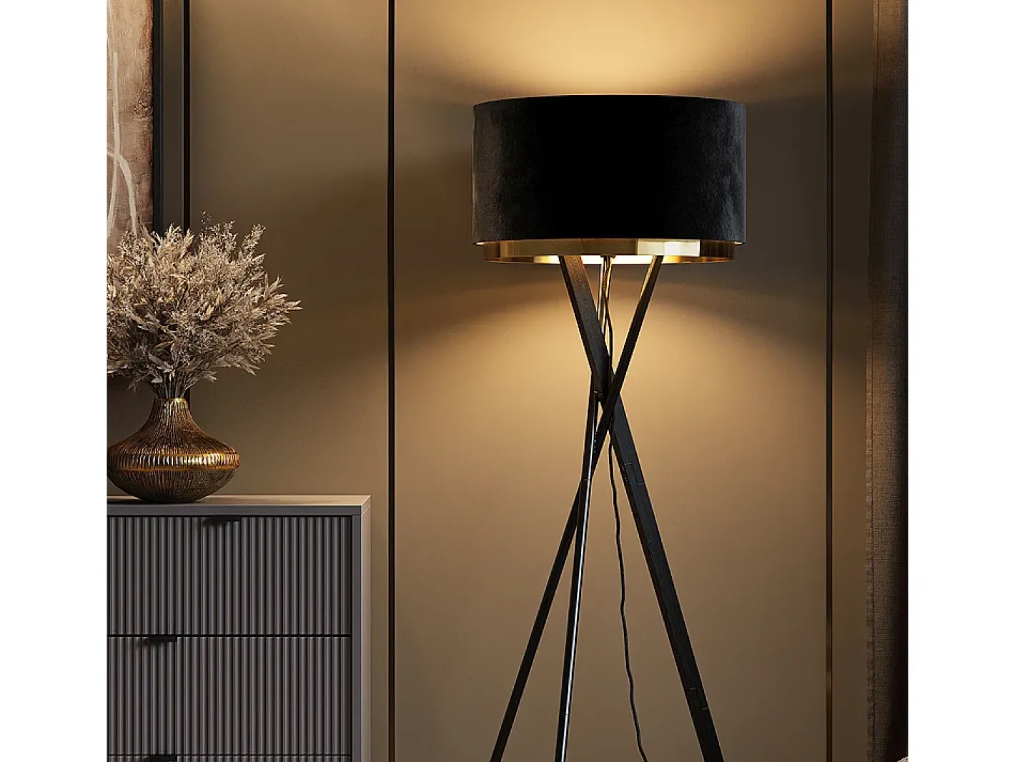 Vicco Lámpara De Pie-Lámpara de pie 50x50x154 goldamo Negro