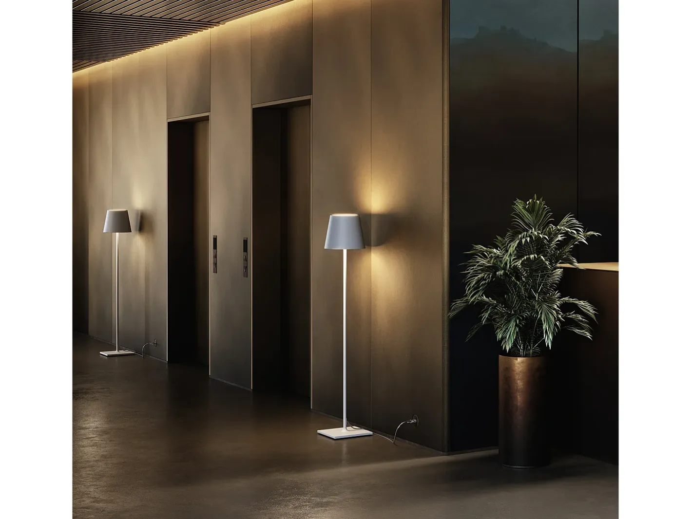 Lámpara de pie Poldina Corten con enchufe 230V, 28 x 150 cm, diseño moderno en aluminio. Marru00f3n Hot