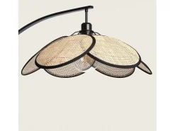 Discount Ledkia Lámpara de Pie Ratán Arco Nirvana Natural Multicolor