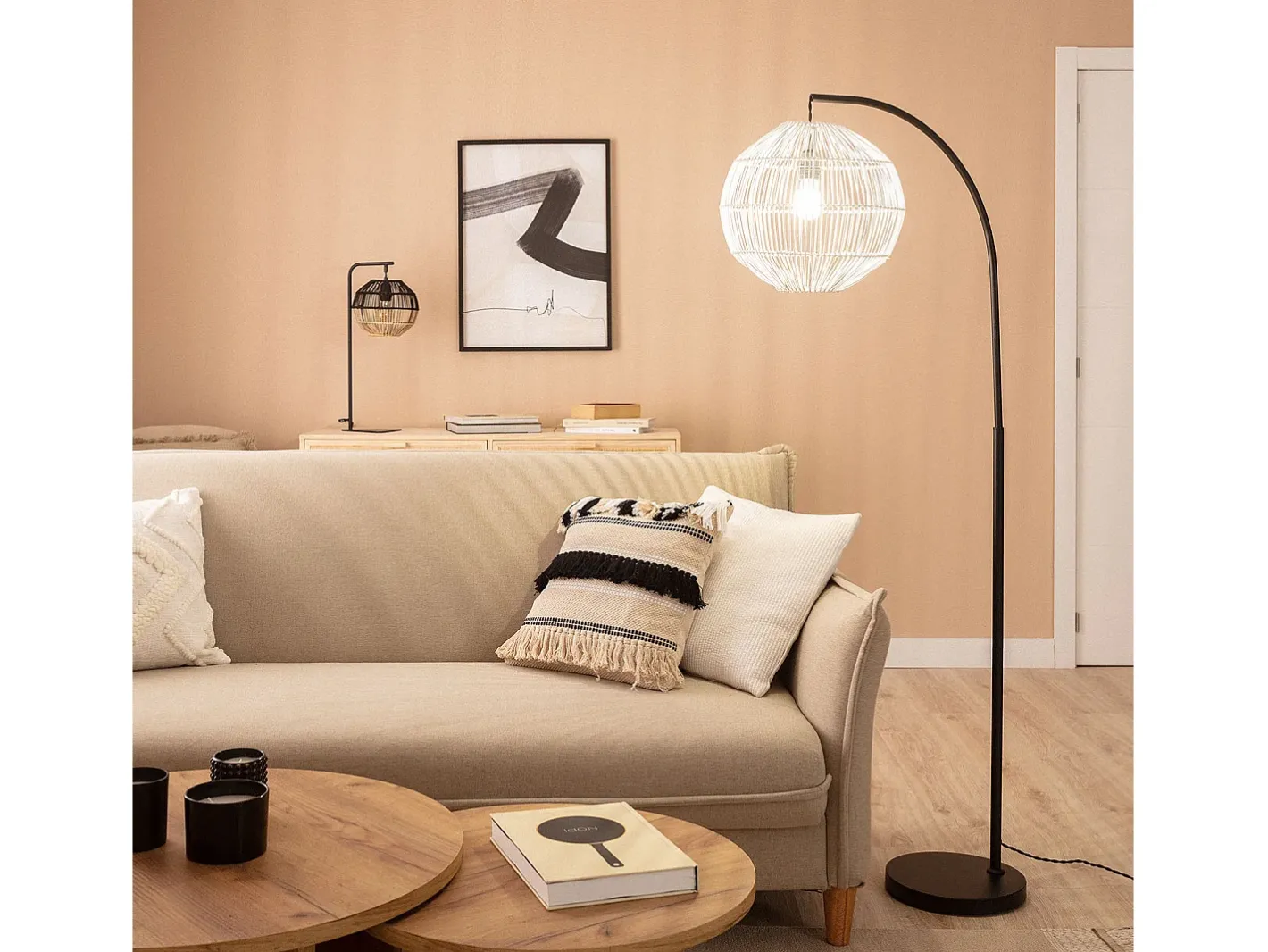 Ledkia Lámpara de Pie Ratán Kithnos Negro Multicolor Clearance