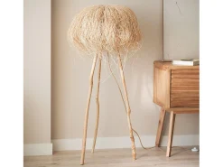 Ledkia Lámpara de Pie Ratán Lasje Natural Beige Discount