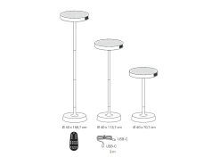 Lámpara de pie solar Barbell Solar RF - LED recargable de 65 W - Lámpara de pie para exterior, 3 alturas, 156-113-70 cm, color Negro Clearance