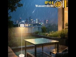 Hot NETTLIFE Lámpara de pie solar para exterior de 120 cm regulable: lámpara de pie LED para salón con batería recargable USB-C, blanca, inalámbrica Blanco