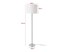 Helloshop26 Lámpara De Pie-Lámpara de pie Tamworth E27 161 cm de alto plata y blanco 03_0007323 Gris