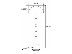 OZAIA Lámpara de pie tipo seta de metal, D. 45 x A. 147 cm, brillante, ELDON Caqui Hot