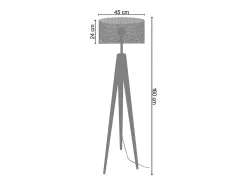 TOSEL Lámpara de Pie ,madera, , A160xD45xP 45cm Blanco New