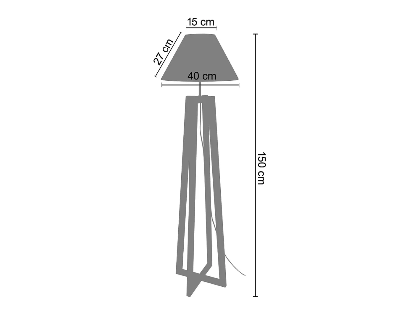 TOSEL Lámpara de Pie ,madera, ,A 150x D40xP40cm Gris