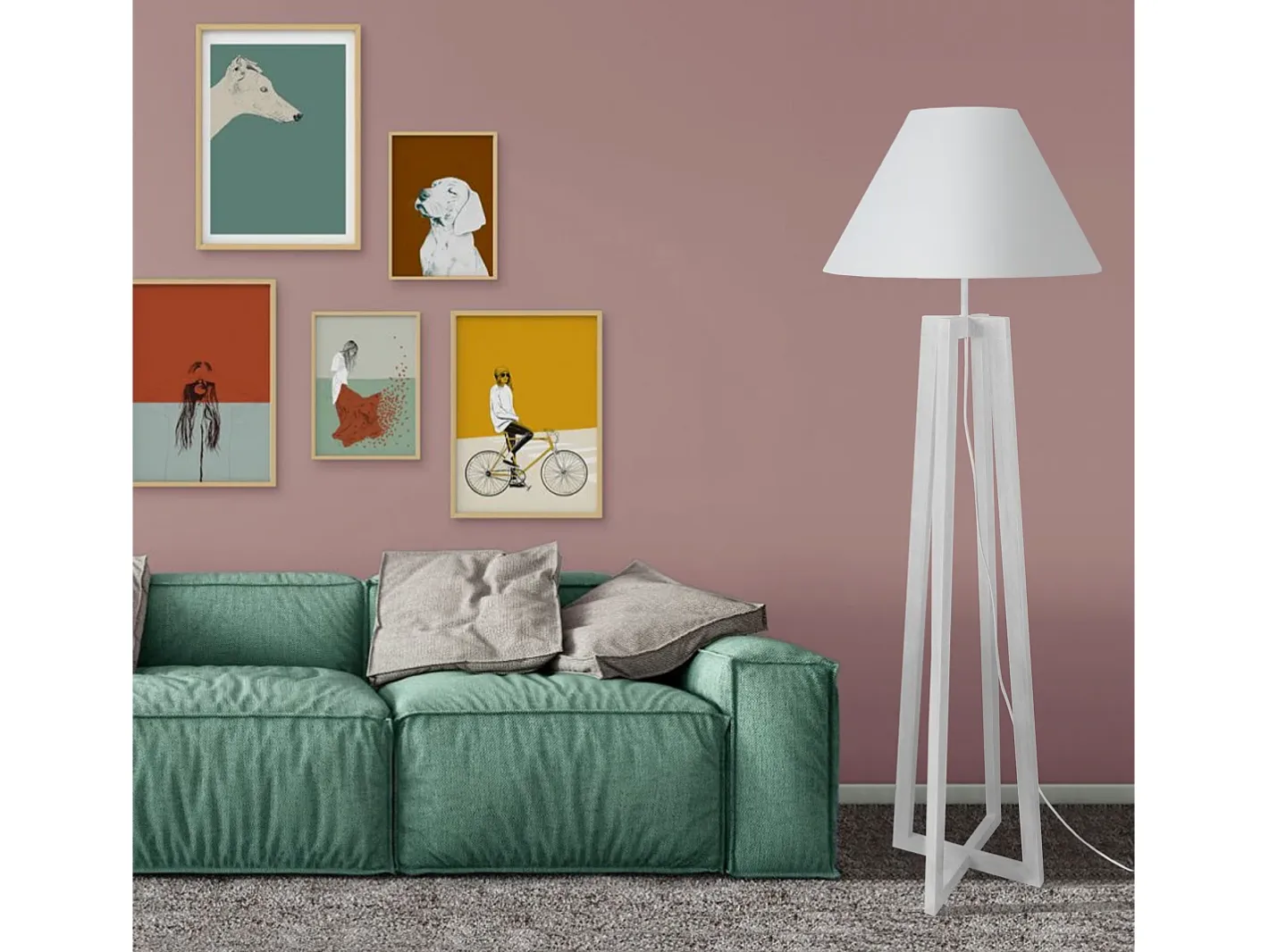 TOSEL Lámpara de Pie ,madera, ,A 150x D40xP40cm Gris