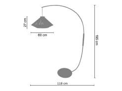 Clearance TOSEL Lámpara de Pie ,metal,madera,,A 195xD 43x P 110cm Negro