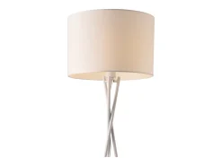 Helloshop26 Lámpara De Pie-Lámpara de pie trípode moderna base de metal y tela 154 cm de alto color 03_0005254 Blanco