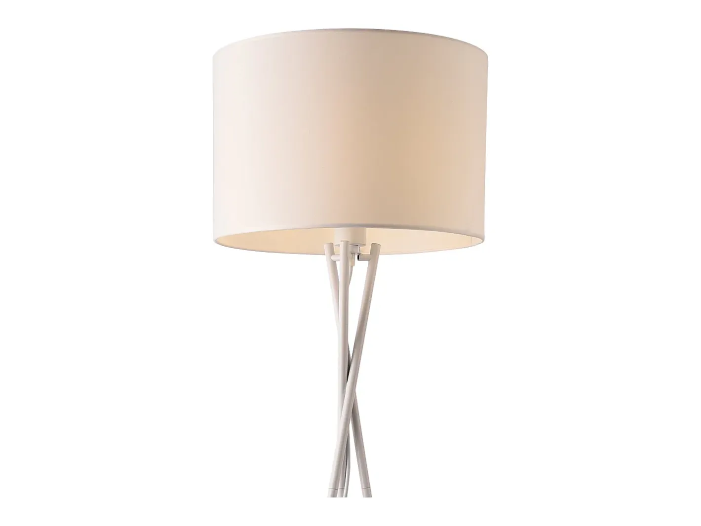 Helloshop26 Lámpara De Pie-Lámpara de pie trípode moderna base de metal y tela 154 cm de alto color 03_0005254 Blanco