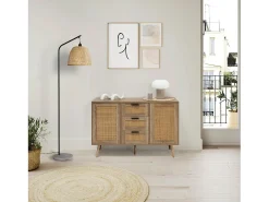 VS Venta-stock Lámpara De Pie-Lámpara de pie Umiko de Bambú, altura 156 cm Beige