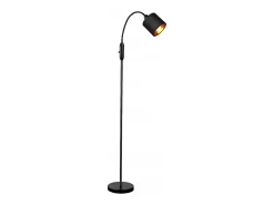 NETTLIFE Lámpara De Pie-Lámpara de pie vintage negra de tela con arco giratorio de 360° para una iluminación suave y decorativa Negro