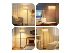 Online NETTLIFE Lámpara de pie vintage para salón: lámpara de pie de tela blanca con interruptor E27, estilo rústico retro para dormitorio (bombilla no incluida). Negro