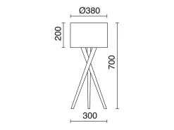 Lámpara De Pie-Lámpara de pie WOOD estilo clásico - Alt. 70 cm - E27 60W - cable 2 metros - on&off - madera de haya - pantalla ø38 cm - algodón blanco Marru00f3n