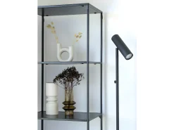ebuy24 Lámpara de piso de 150 cm y cable de tela de 210 cm Negro Discount