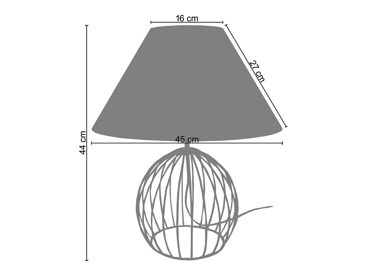 TOSEL Lámpara de Salón ,metal,,A44xD45xP45cm Blanco New