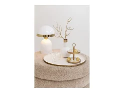 Outlet J-Line Lámpara de seta de metal con borde dorado 20x20x30 cm Blanco