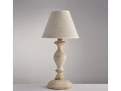 Lámpara Suspendida-Lámpara de sobremesa Cascina en madera blanca y gris tórtola, 1 luz, pantalla dm.20 H.39 Ø20 BL265-LT-BT Blanco