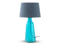 Hot Lámpara de sobremesa cristal con tulipa de algodón Azul