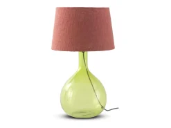 Lámpara De Mesa-Lámpara de sobremesa cristal con tulipa de algodón terracota Verde