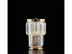 Lámpara de sobremesa Schubert en hierro y latón con pedrería 1 luz H.24 Ø15 BL272-LT-OR Dorado Outlet