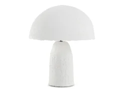 Discount Lámpara de sobremesa 40x40x50 con base y tulipa de papel maché Blanco