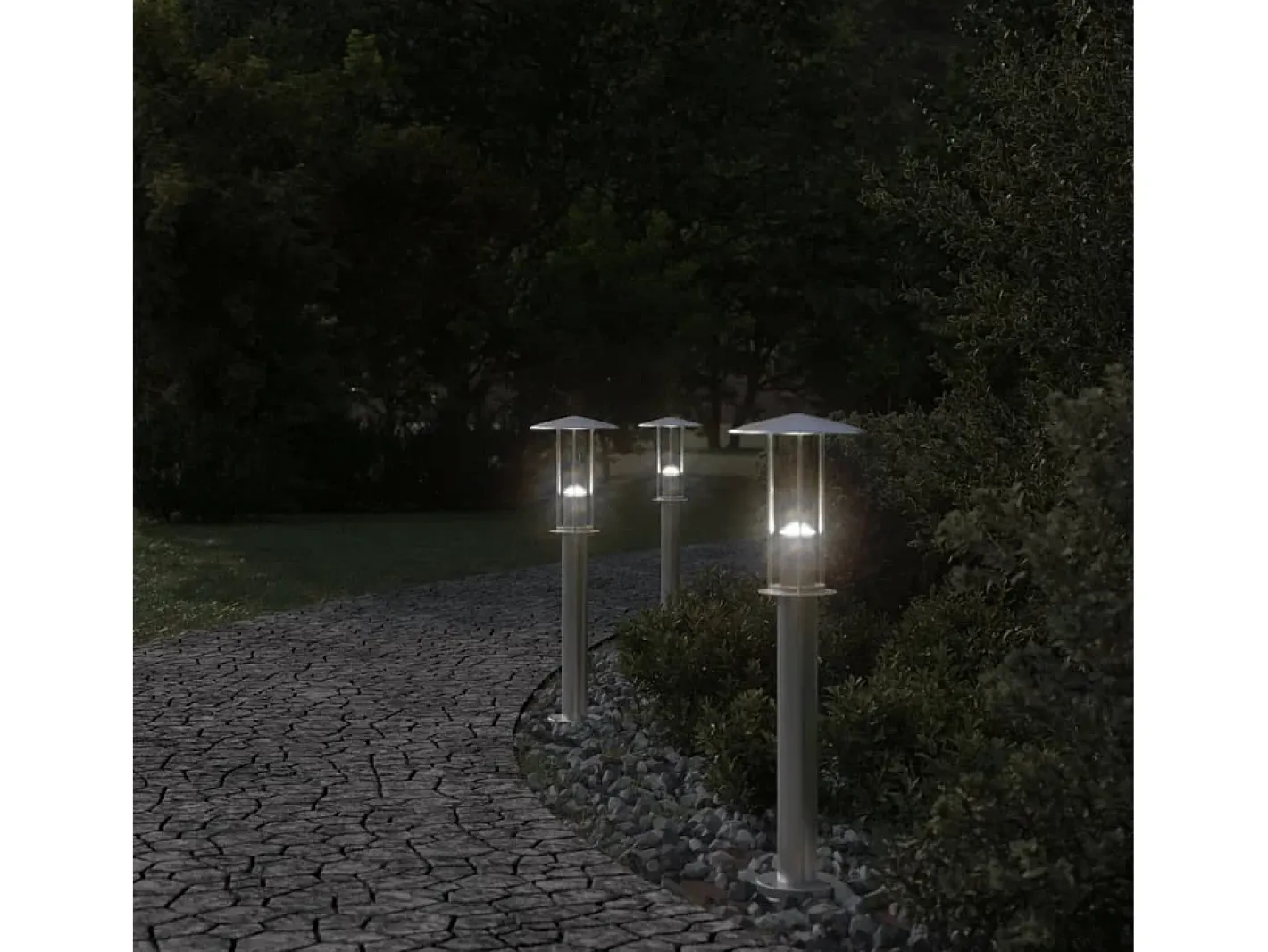 Iluminación Exterior-Lámpara de suelo de exterior acero inoxidable 60 cm ES481895 Plateado