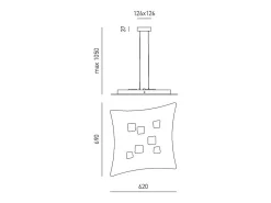 Lámpara Suspendida-Lámpara de suspensión Isotta 10 luces GX53 gris tórtola - Plafón de diseño moderno 62x69cm, luz de doble emisión, máx 10x8W, IP20, bombillas excluidas Marru00f3n chocolate