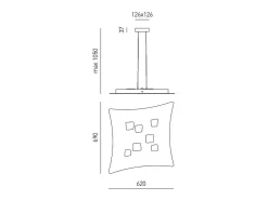 Lámpara Suspendida-Lámpara de suspensión Isotta 10 luces GX53 gris tórtola - Plafón de diseño moderno 62x69cm, luz de doble emisión, máx 10x8W, IP20, bombillas excluidas Marru00f3n chocolate