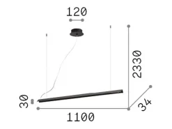 Ideal Lux Lámpara de suspensión LED lineal en metal acabado , difusor de silicona opal Blanco Best