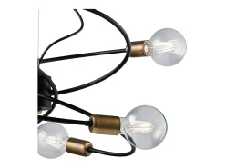 Lámpara de suspensión Vortex en hierro lacado con acabados en latón bruñido cepillado y cable de acero orientable 6 luces 130 Ø55 BL219-6-NR Negro Sale