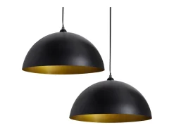 Online Lámpara de techo 2 uds altura ajustable semiesférica negra ES793355 Negro
