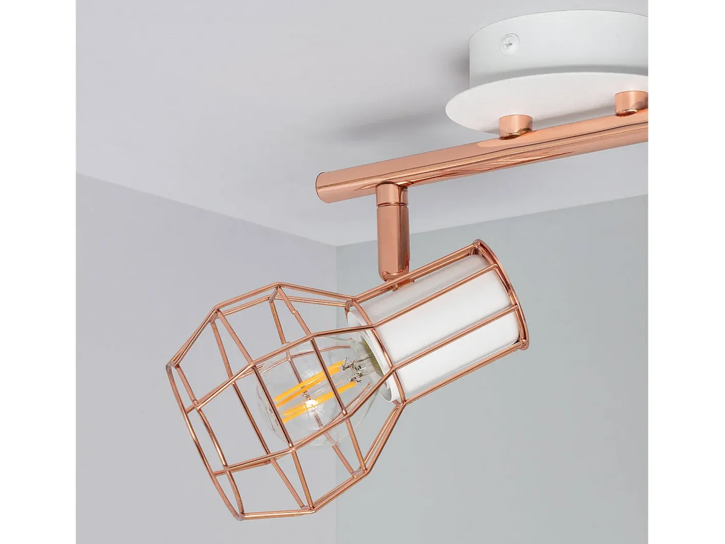 Ledkia Lámpara de Techo Aluminio Orientable 2 Focos Lada Cobre Multicolor New