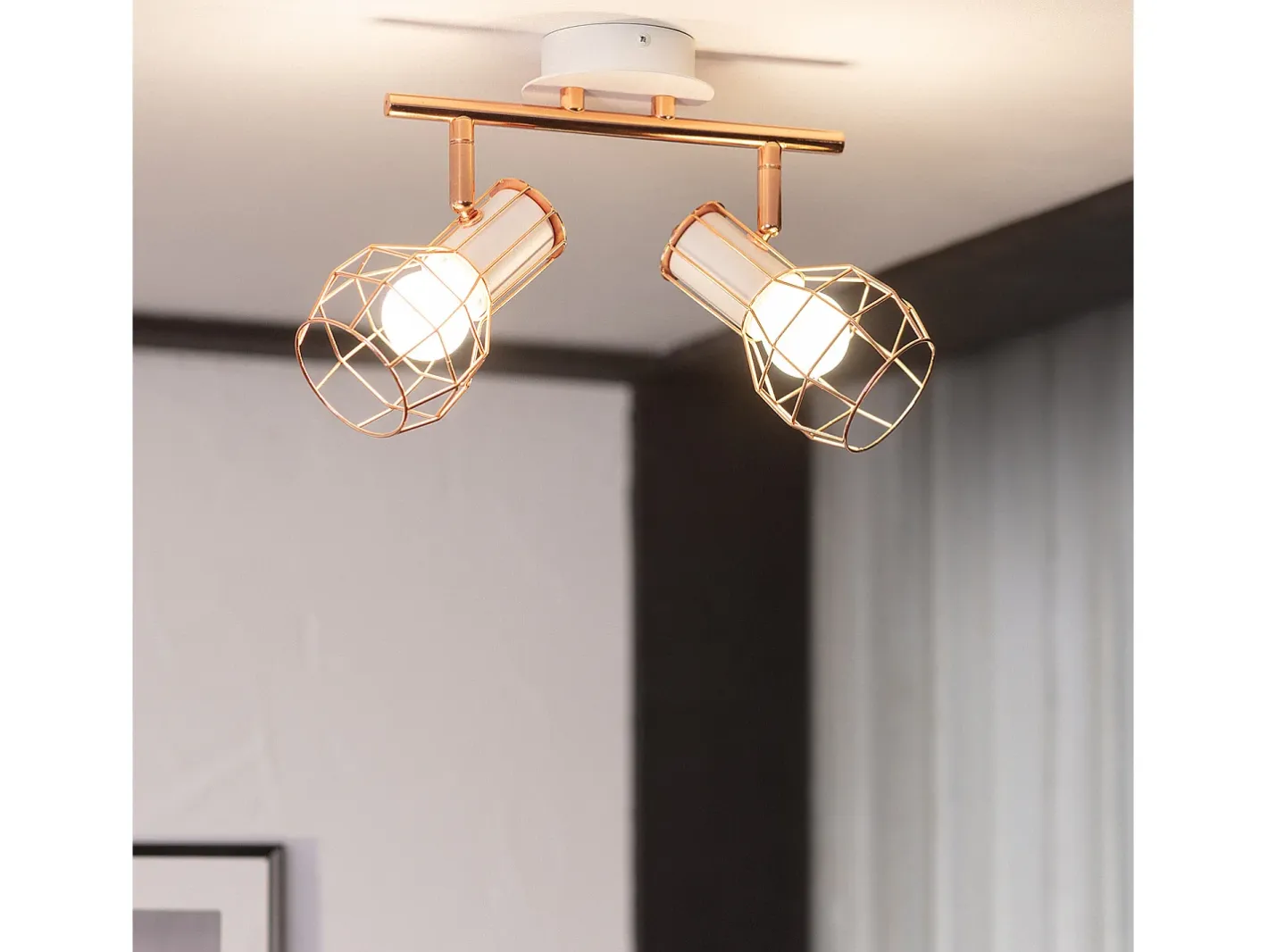 Ledkia Lámpara de Techo Aluminio Orientable 2 Focos Lada Cobre Multicolor New