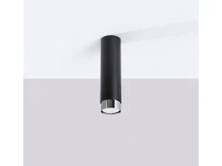 Sollux Lighting Plafón-Lámpara de techo Alvor moderno de acero - 1 fuentes luminosas 3000K - L.6 x A.22,5 cm - /cromo Negro