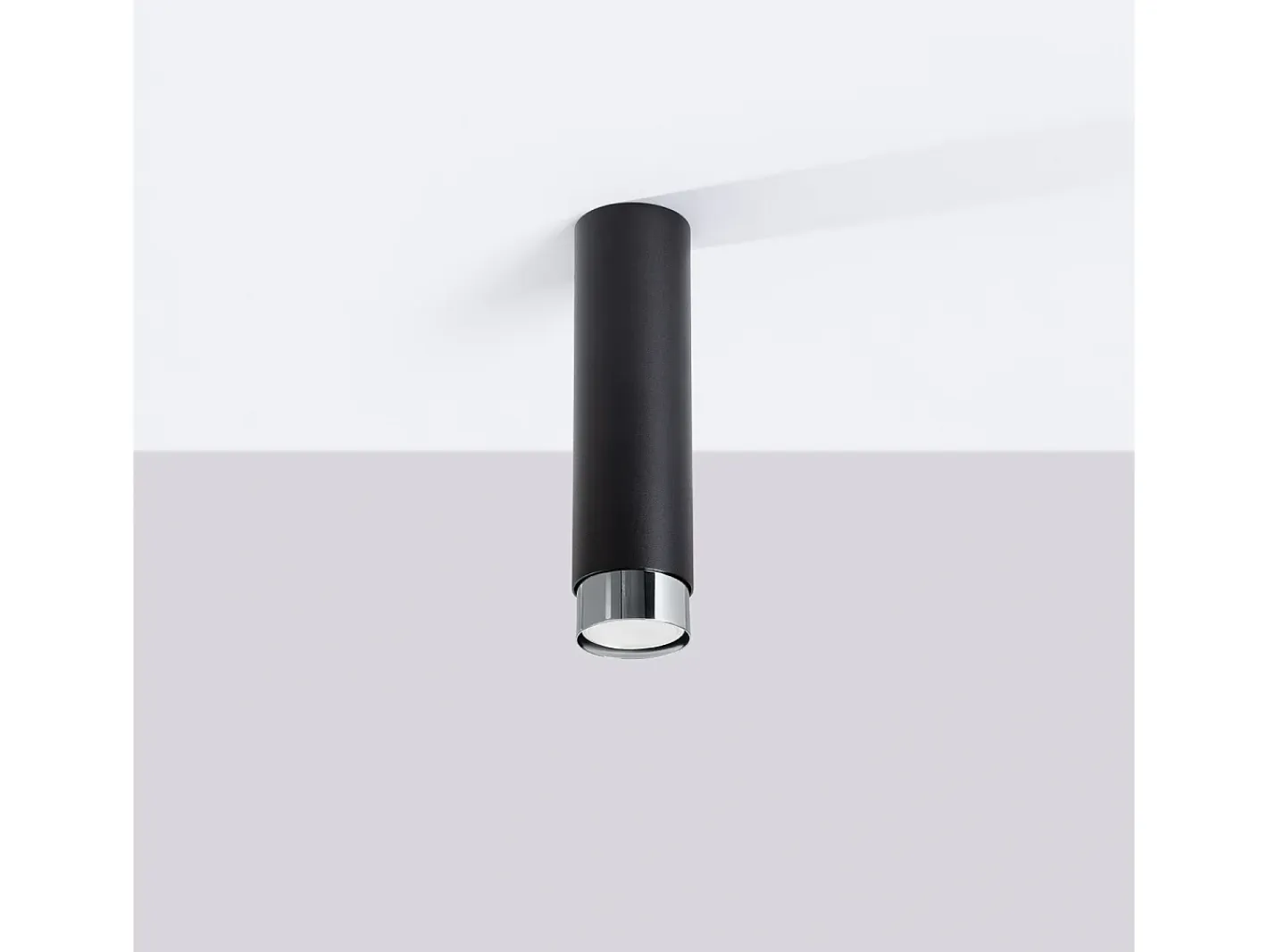 Sollux Lighting Plafón-Lámpara de techo Alvor moderno de acero - 1 fuentes luminosas 3000K - L.6 x A.22,5 cm - /cromo Negro