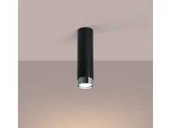 Sollux Lighting Plafón-Lámpara de techo Alvor moderno de acero - 1 fuentes luminosas 4000K - L.6 x A.22,5 cm - /cromo Negro