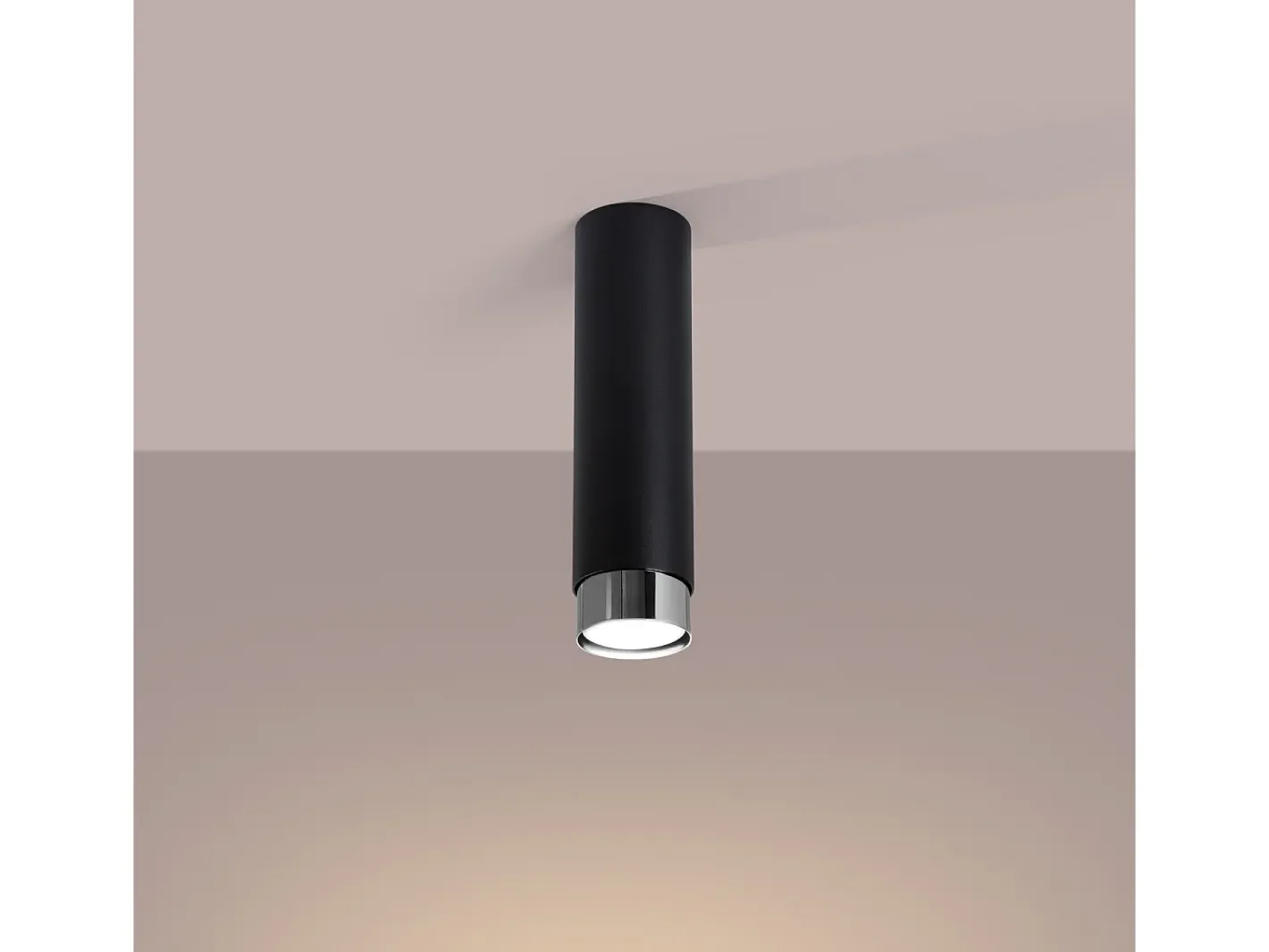 Sollux Lighting Plafón-Lámpara de techo Alvor moderno de acero - 1 fuentes luminosas 4000K - L.6 x A.22,5 cm - /cromo Negro